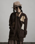 DOINDULGE Patchwork Distressed Knit Cardigan