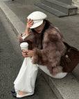 ROVENTE Faux Fur Jacket with Scarf Detail
