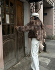 ROVENTE Faux Fur Jacket with Scarf Detail