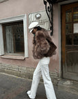 ROVENTE Faux Fur Jacket with Scarf Detail