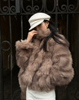 ROVENTE Faux Fur Jacket with Scarf Detail