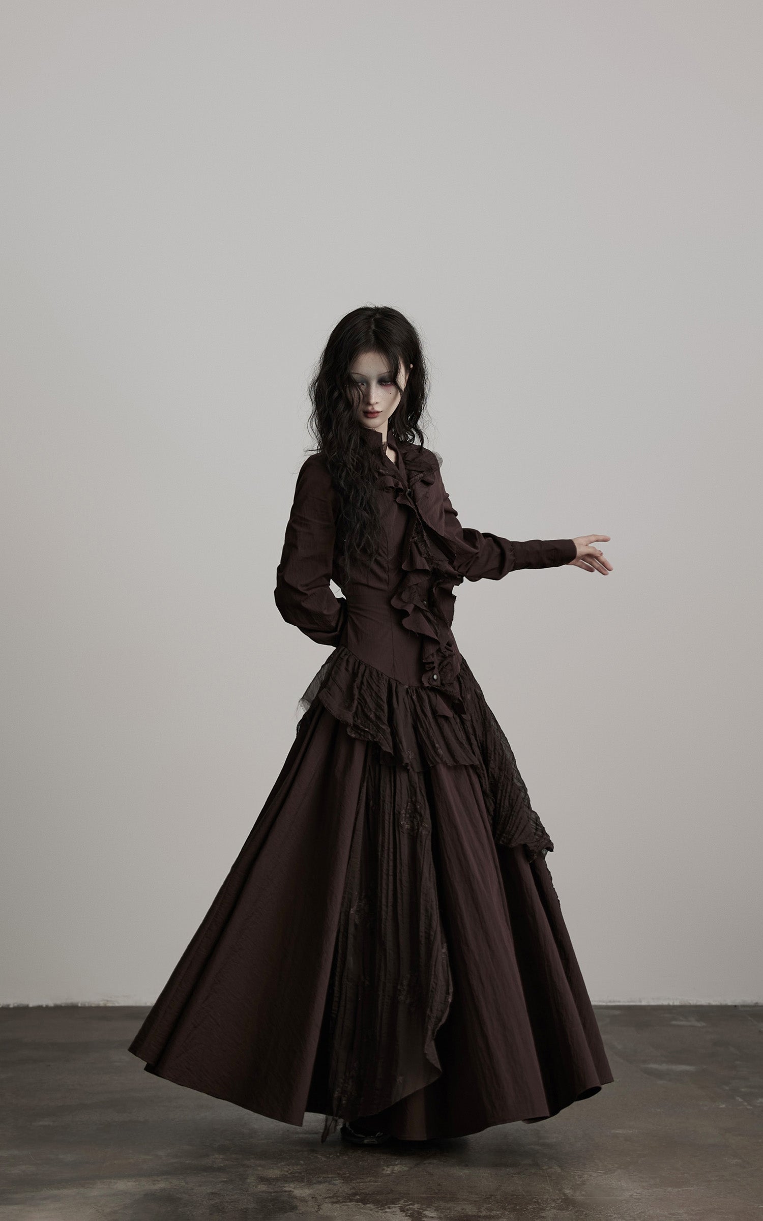 DOINDULGE Textured Ruched Shirt Dress