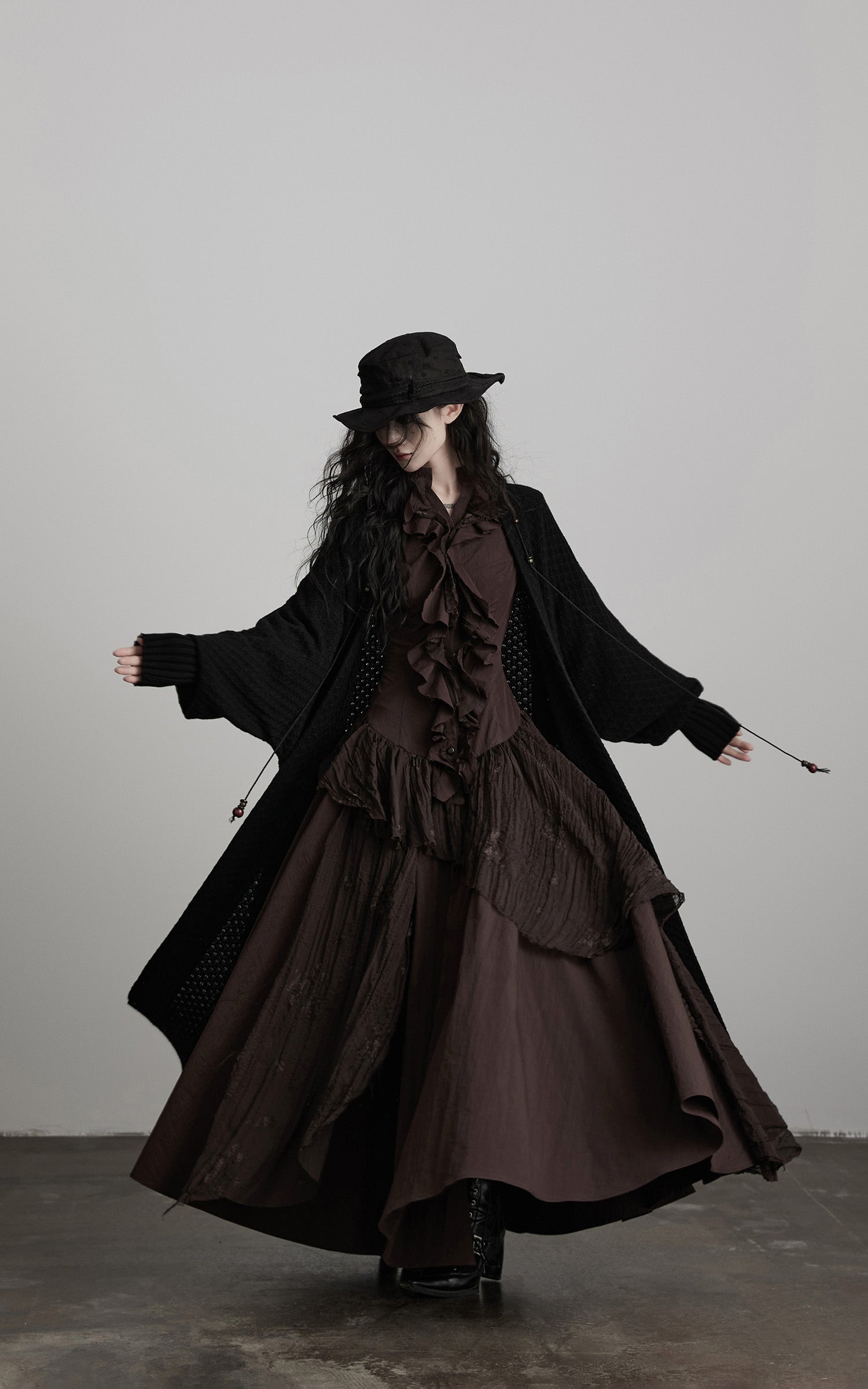 DOINDULGE Textured Ruched Shirt Dress