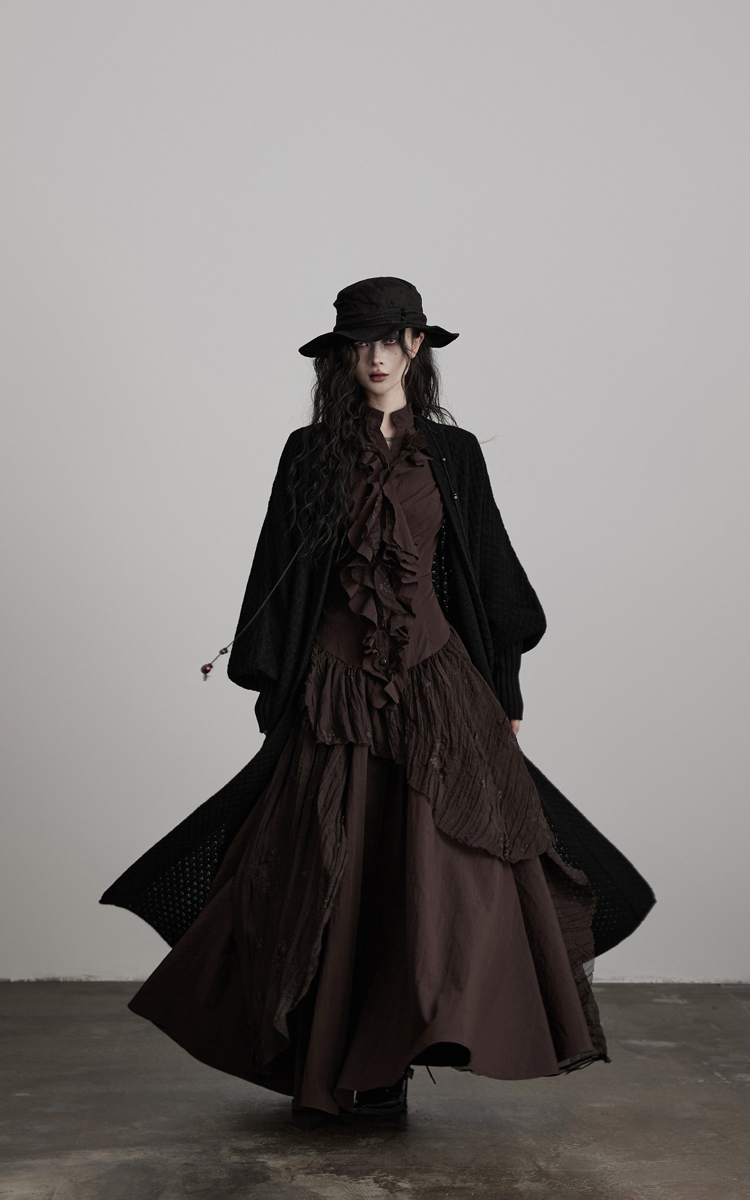 DOINDULGE Textured Ruched Shirt Dress