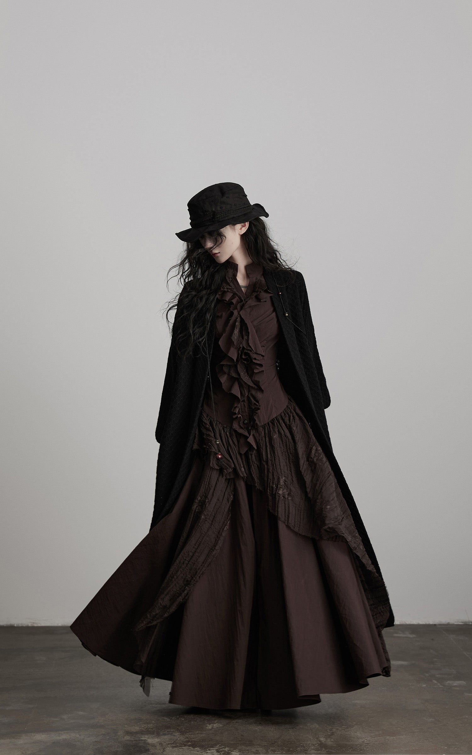 DOINDULGE Textured Ruched Shirt Dress
