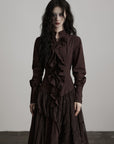 DOINDULGE Textured Ruched Shirt Dress