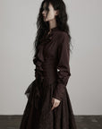 DOINDULGE Textured Ruched Shirt Dress