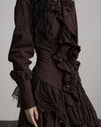 DOINDULGE Textured Ruched Shirt Dress