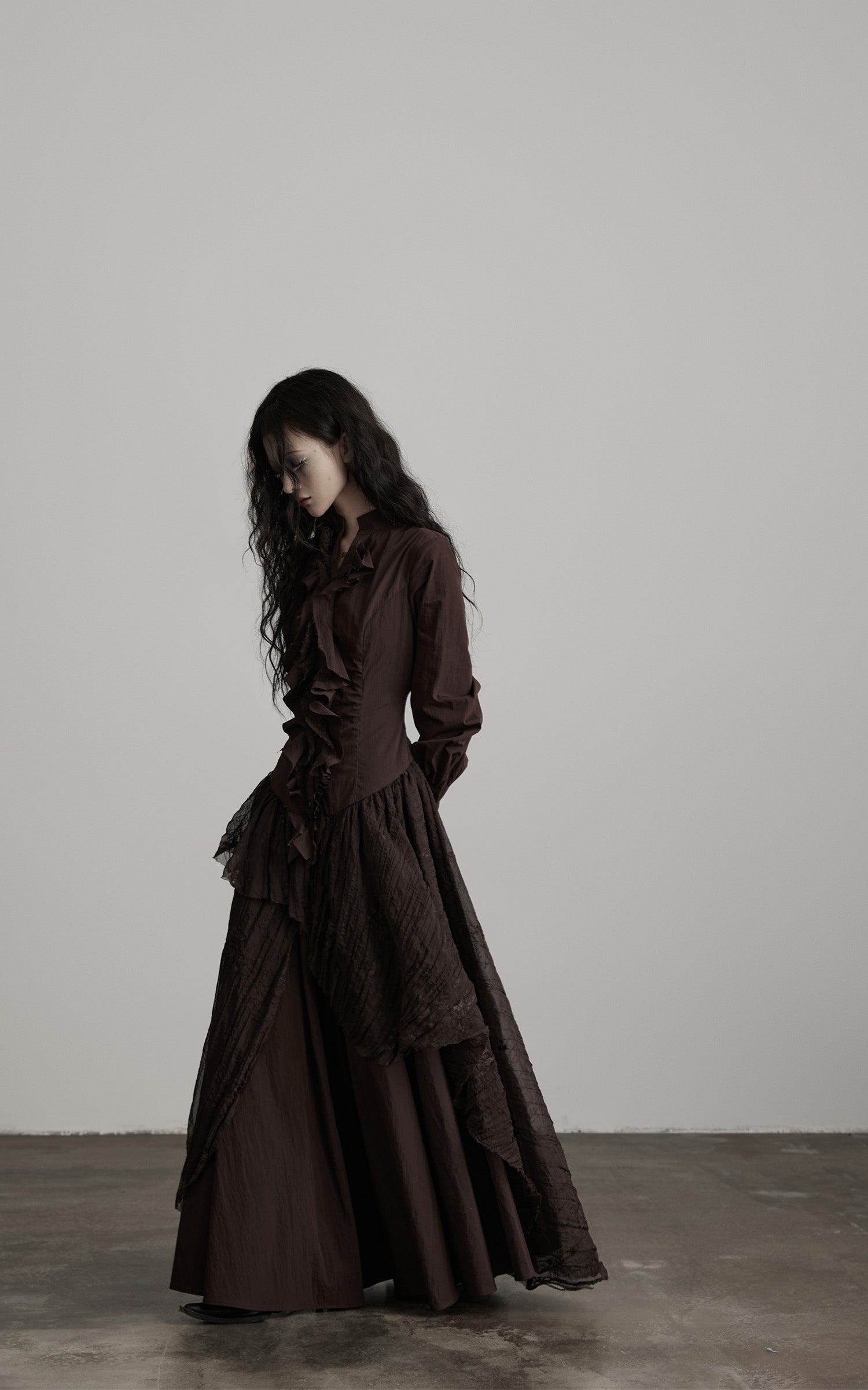 DOINDULGE Textured Ruched Shirt Dress