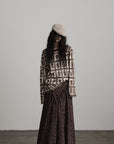 DOINDULGE Floral Grid Knit Sweater