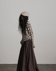 DOINDULGE Floral Grid Knit Sweater