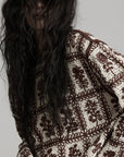 DOINDULGE Floral Grid Knit Sweater