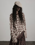 DOINDULGE Floral Grid Knit Sweater