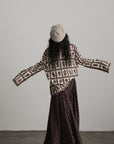 DOINDULGE Floral Grid Knit Sweater