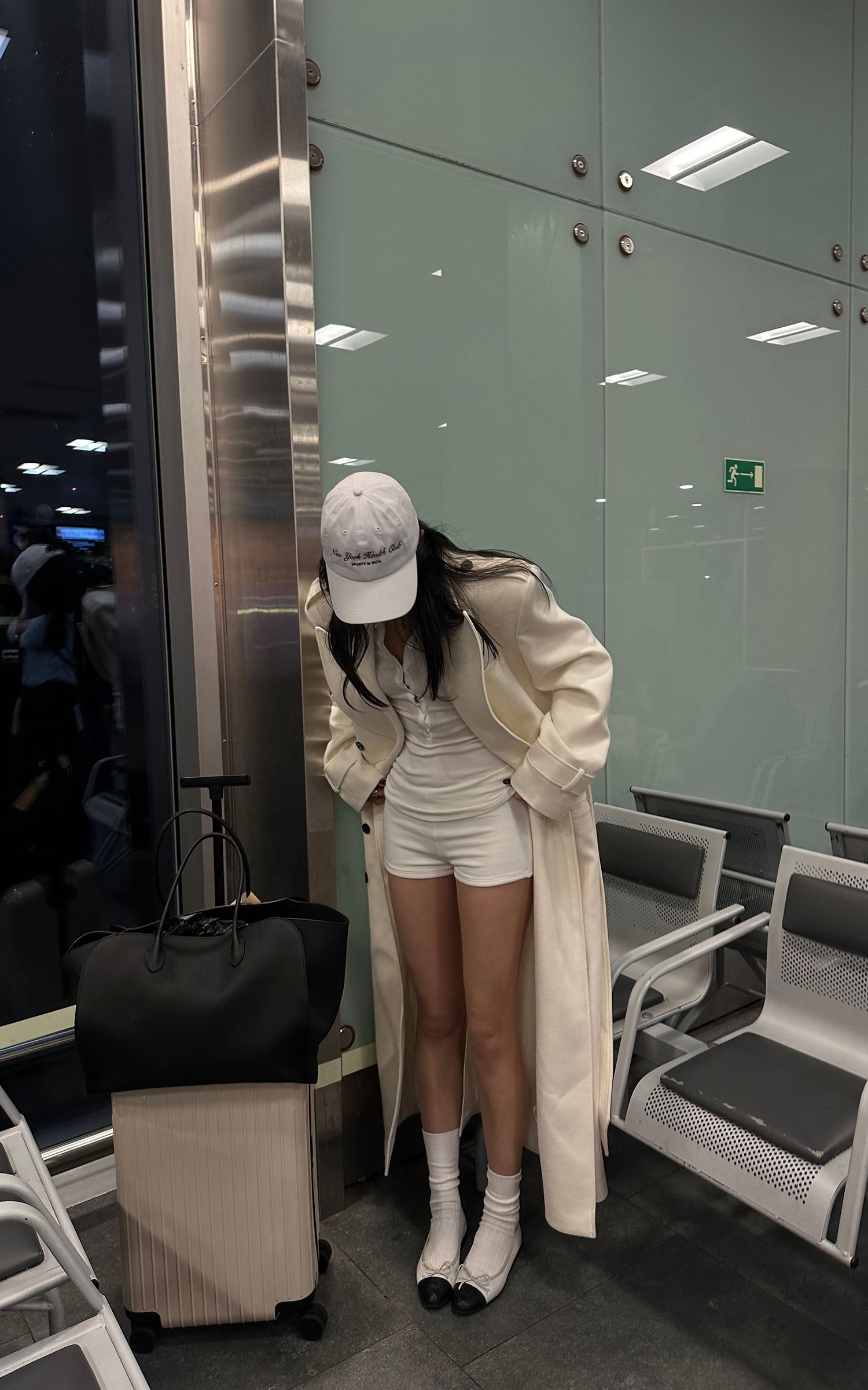 ROVENTE リブストレッチ長袖トップ &amp; ショートセット