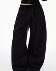 IAMXIAA Fleece Wide-Leg Sweatpants with Drawstring Waist