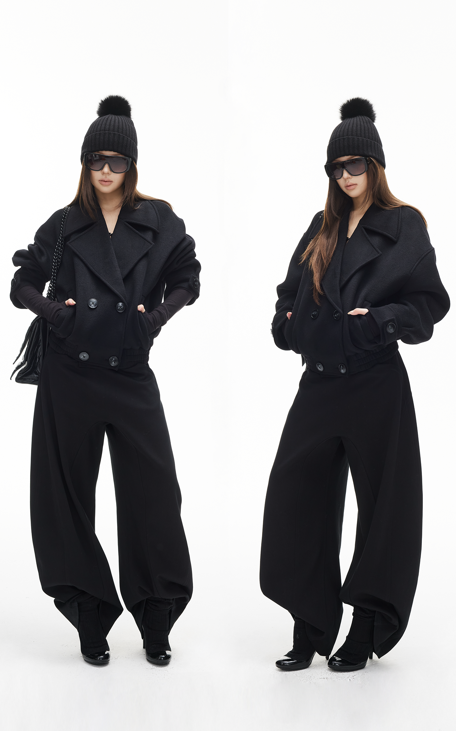 IAMXIAA Wide-Leg Low Crotch Casual Pants