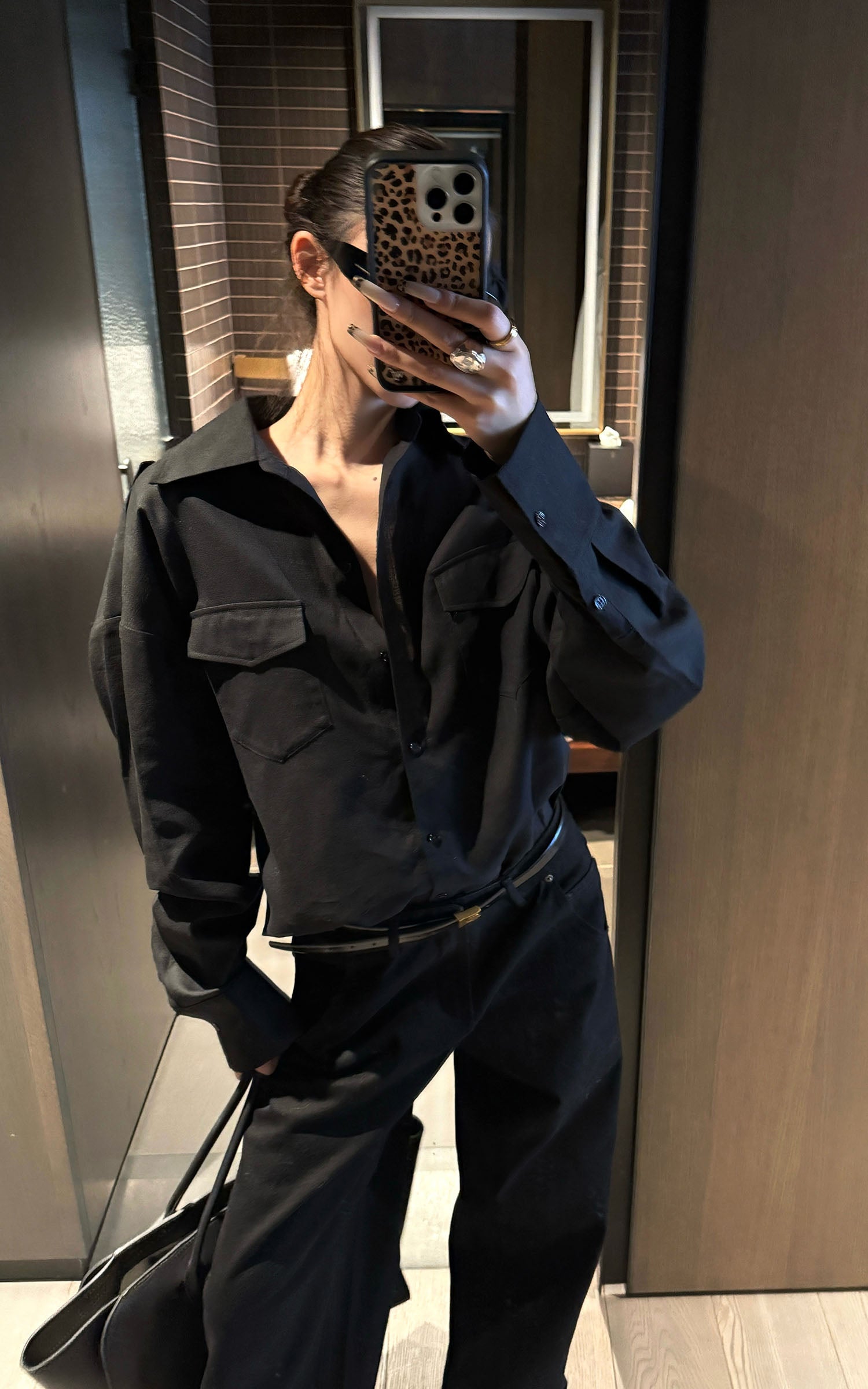 0122stepll Slim-Fit Collared Long Sleeve Jacket