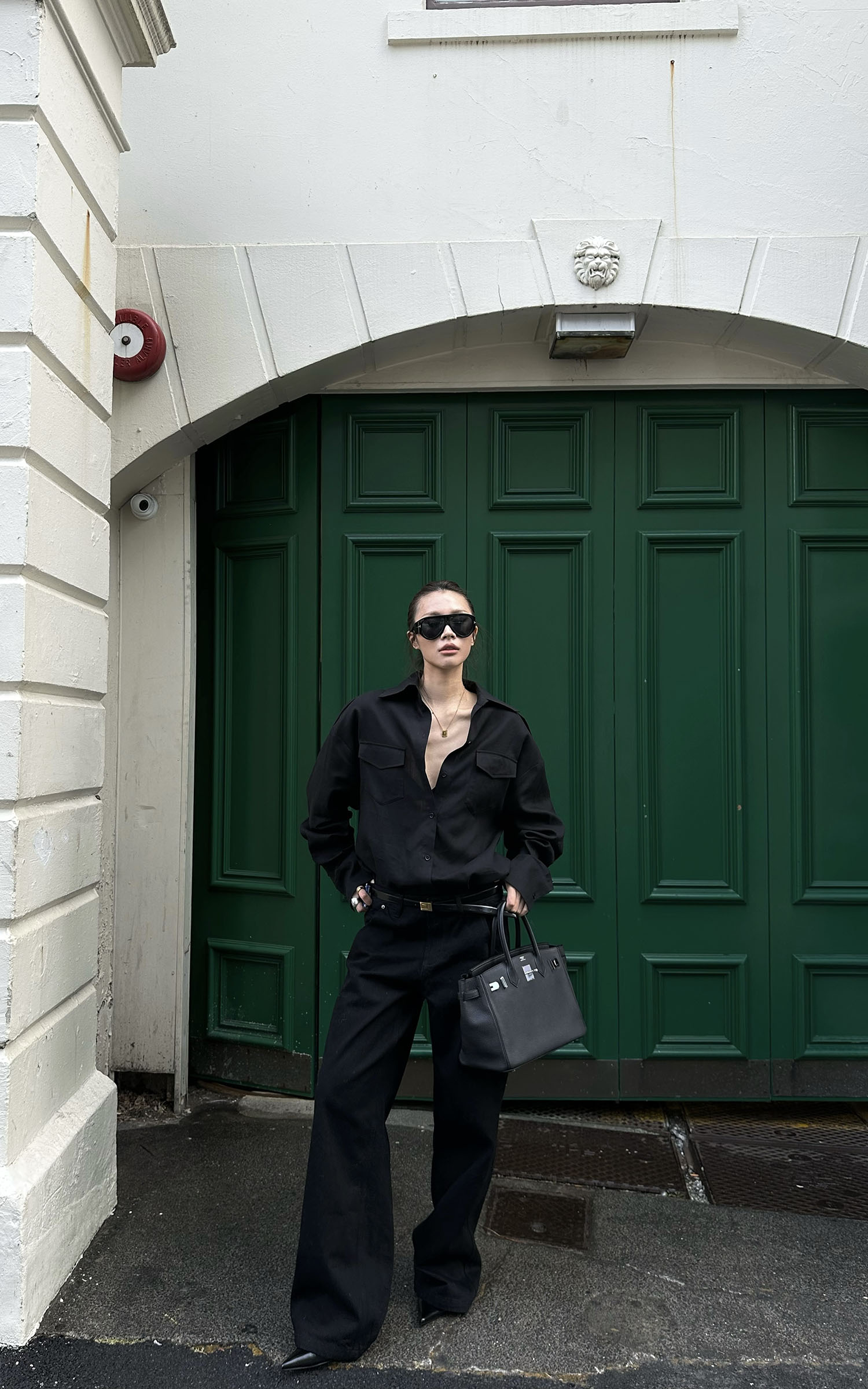 0122stepll Slim-Fit Collared Long Sleeve Jacket