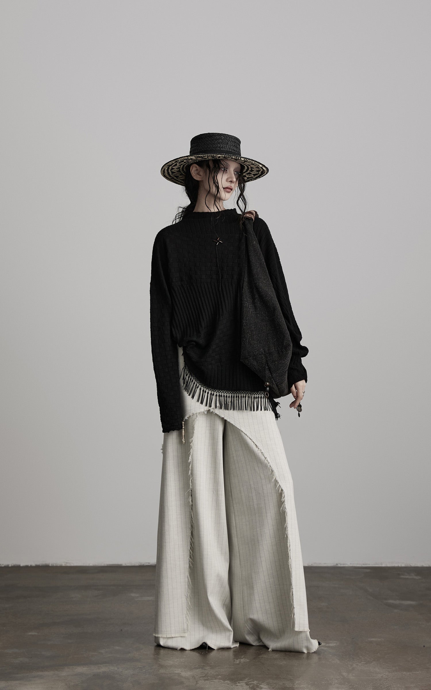 DOINDULGE Deconstructed Layered Wide-Leg Skirt-Pants