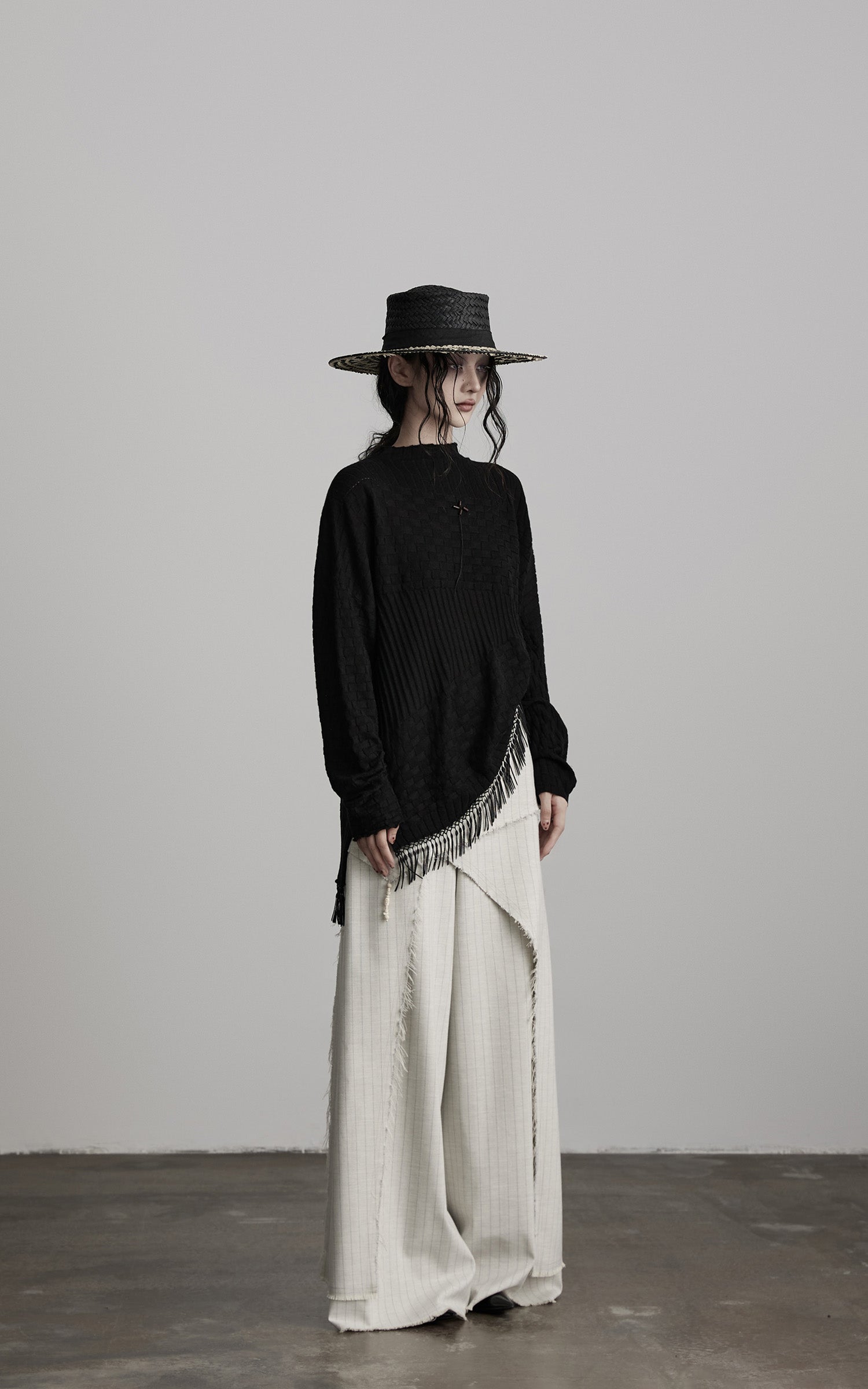 DOINDULGE Deconstructed Layered Wide-Leg Skirt-Pants