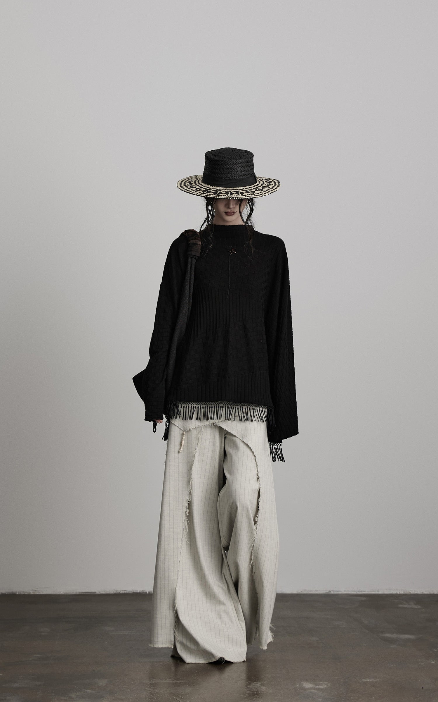 DOINDULGE Deconstructed Layered Wide-Leg Skirt-Pants