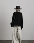 DOINDULGE Textured Fringe Knit Sweater