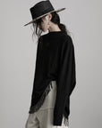 DOINDULGE Textured Fringe Knit Sweater
