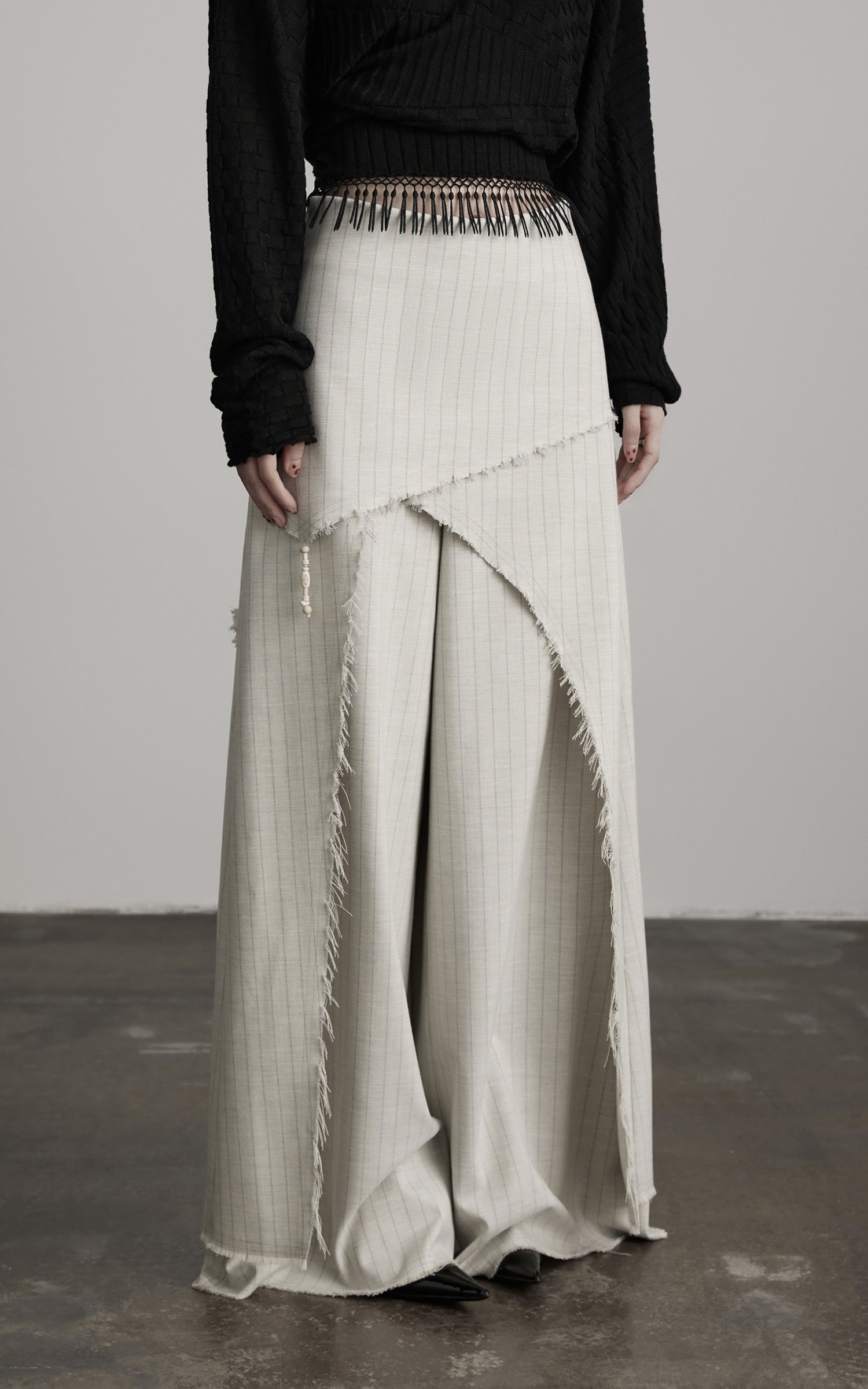 DOINDULGE Deconstructed Layered Wide-Leg Skirt-Pants