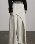 DOINDULGE Deconstructed Layered Wide-Leg Skirt-Pants