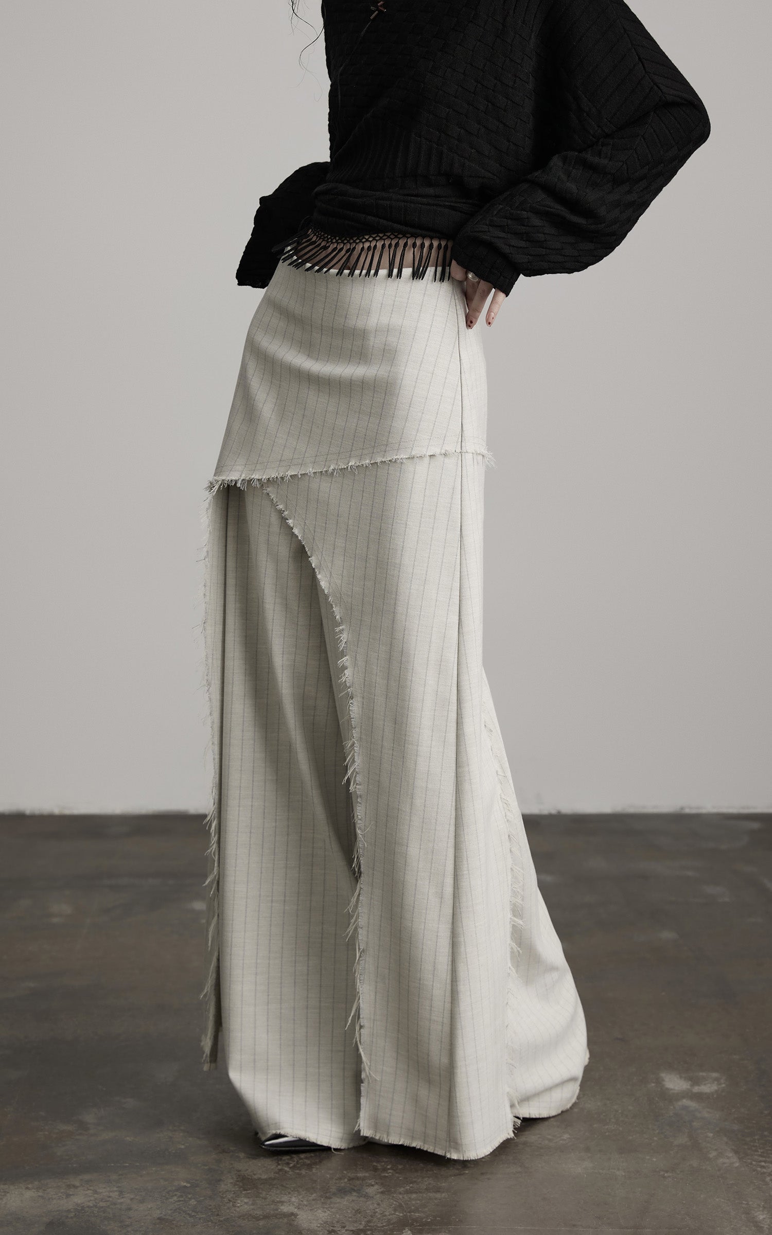 DOINDULGE Deconstructed Layered Wide-Leg Skirt-Pants