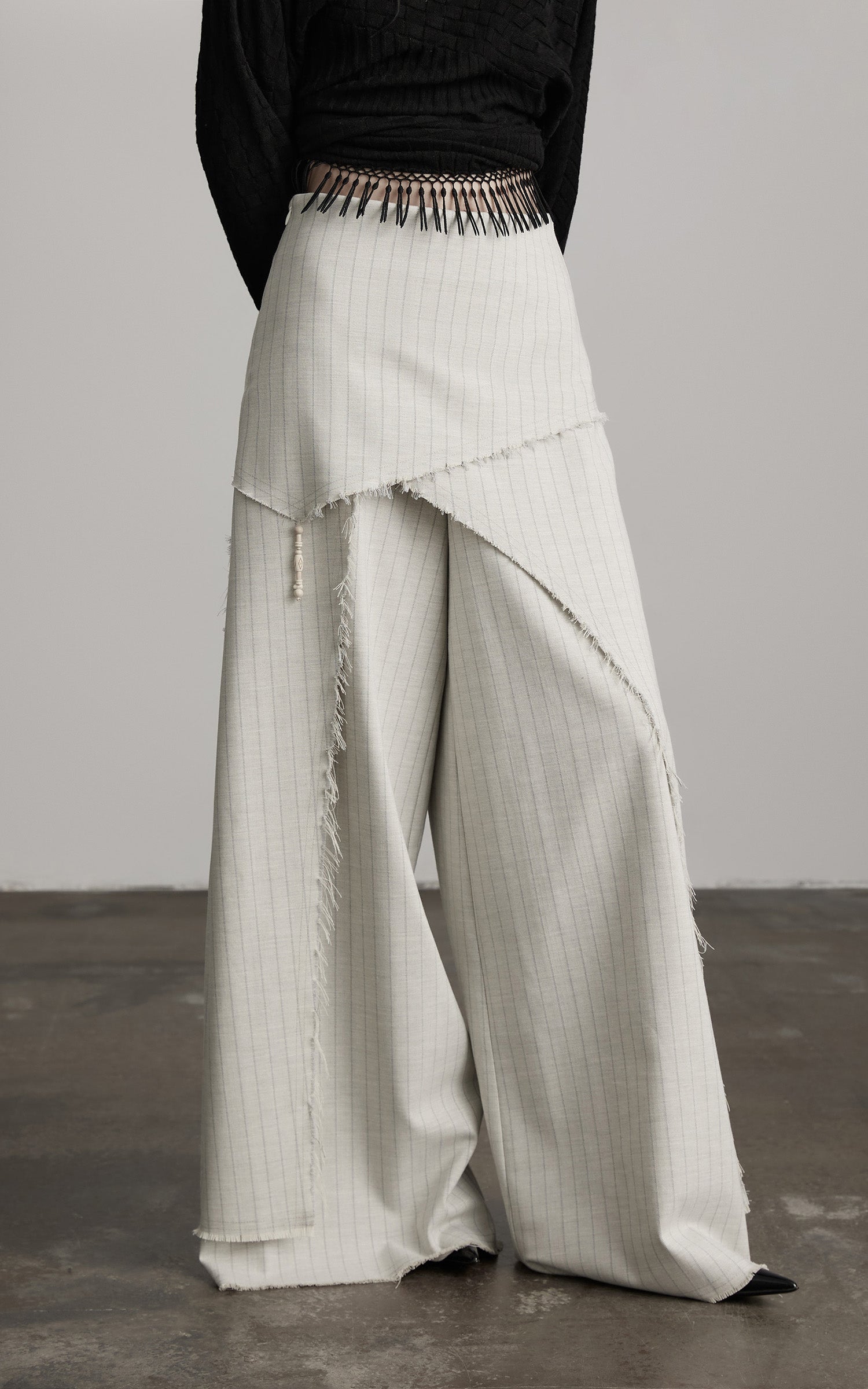 DOINDULGE Deconstructed Layered Wide-Leg Skirt-Pants