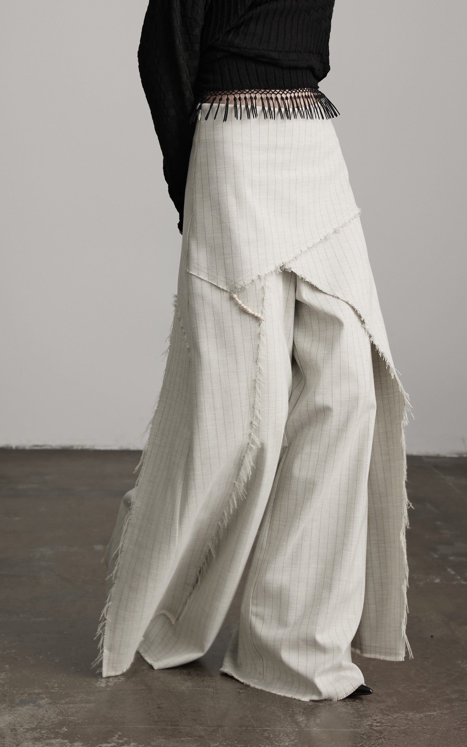 DOINDULGE Deconstructed Layered Wide-Leg Skirt-Pants