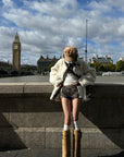 WARDEN EDGE Short en similicuir à empiècements avec détails contrastés en shearling