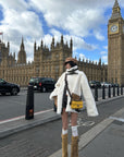 WARDEN EDGE Short en similicuir à empiècements avec détails contrastés en shearling