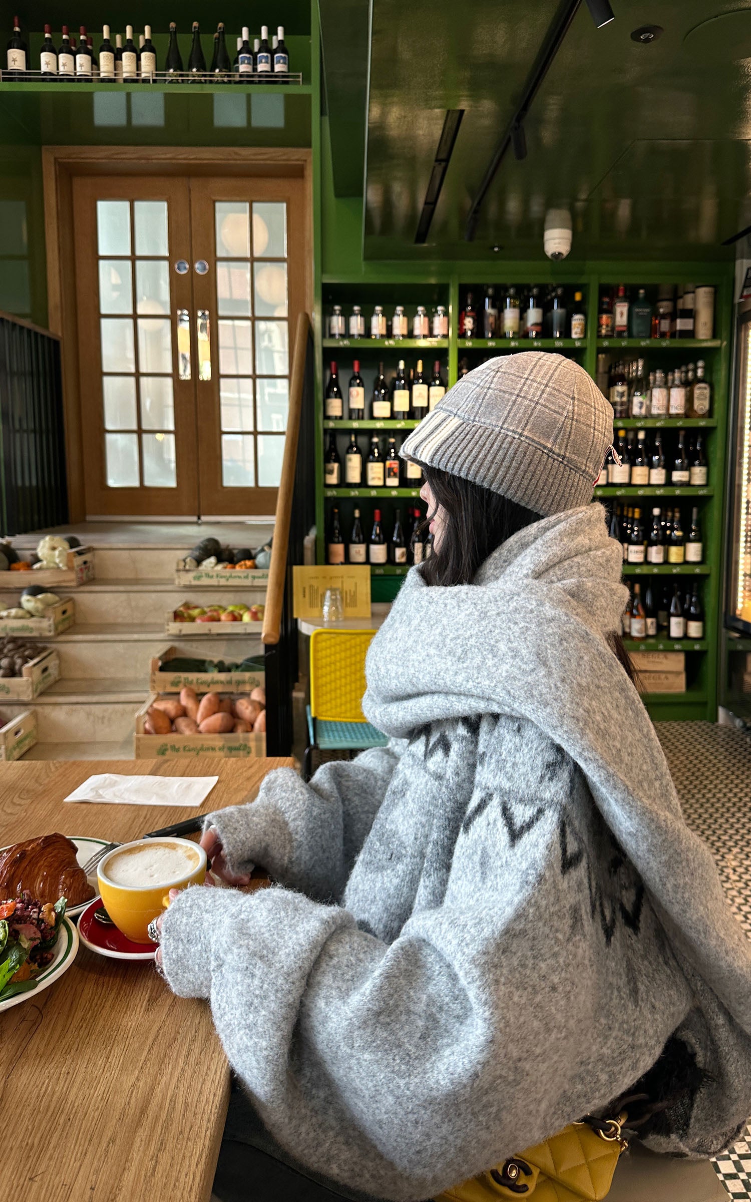 WARDEN EDGE 폴라 자카드 니트 스웨터 &amp; 스카프 세트