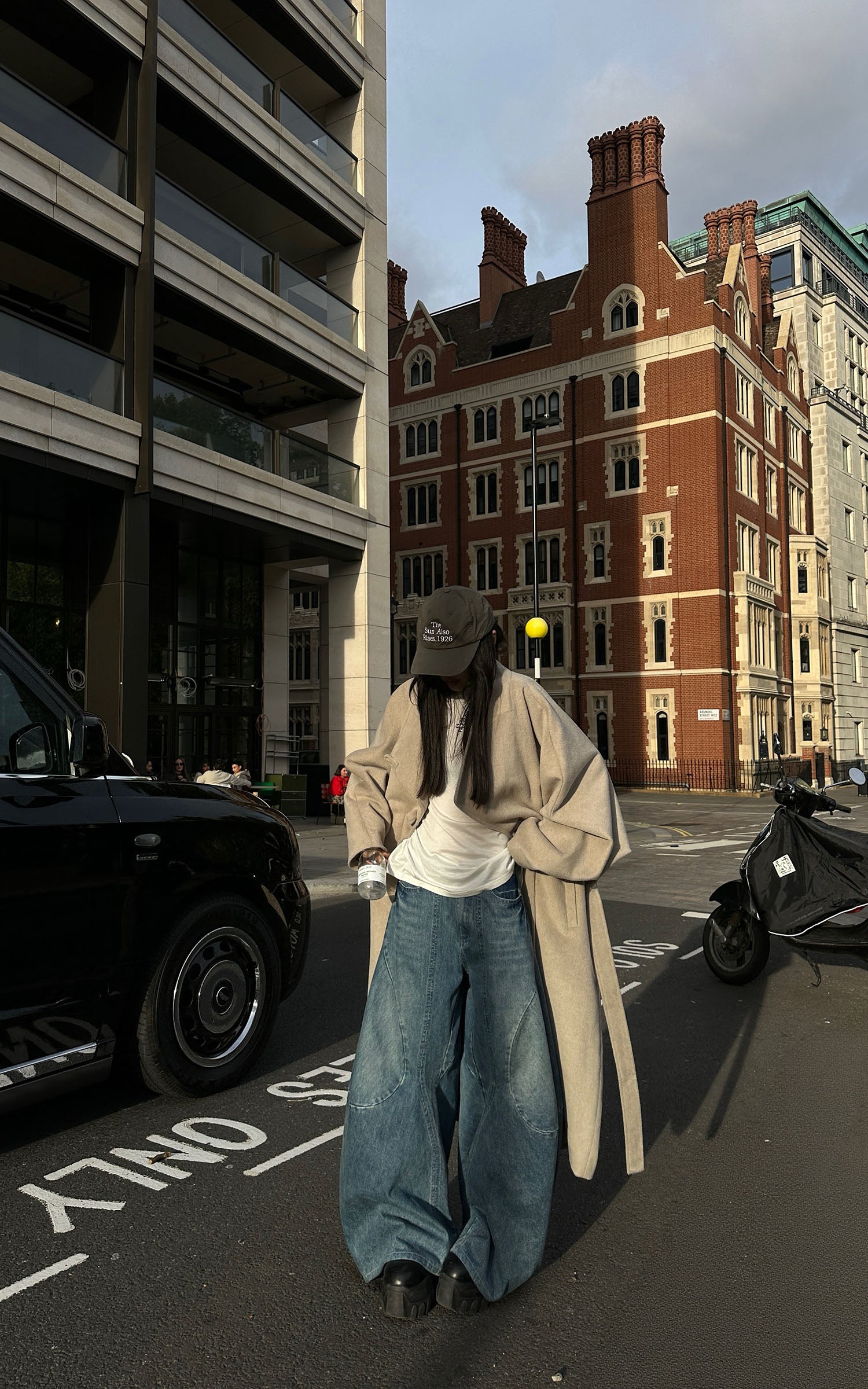 WARDEN EDGE ワイドレッグカーブパネルデニムパンツ