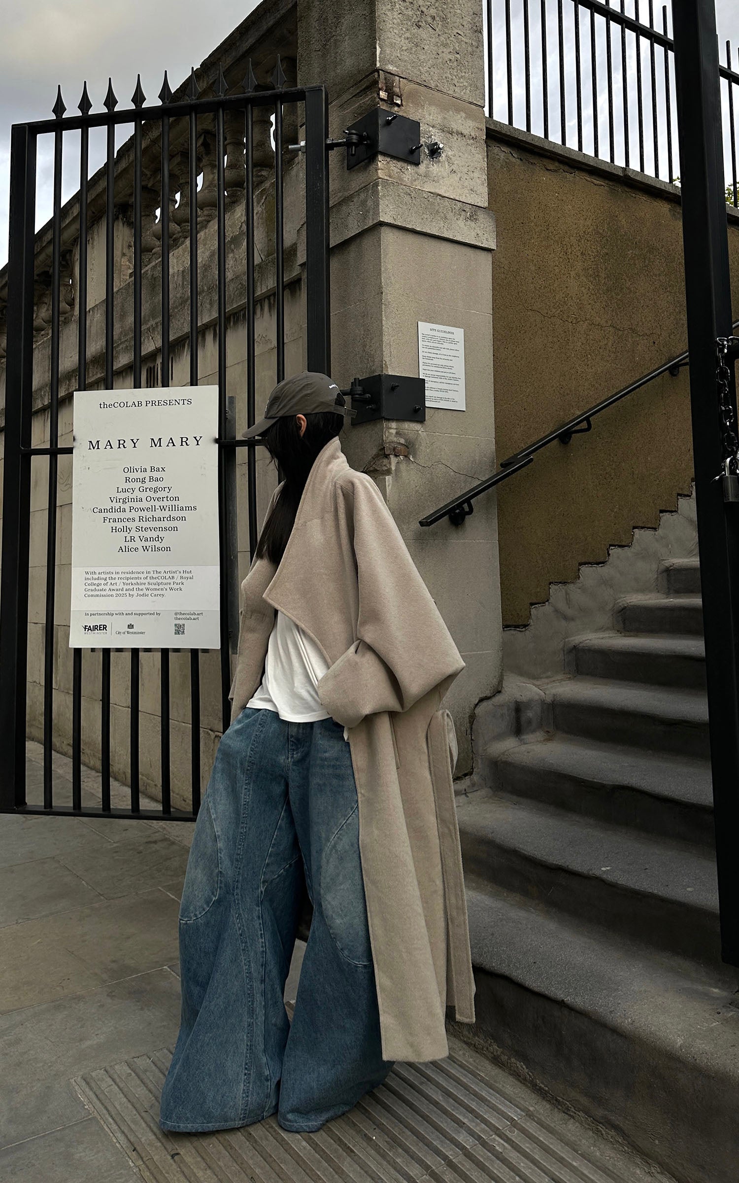 WARDEN EDGE ワイドレッグカーブパネルデニムパンツ