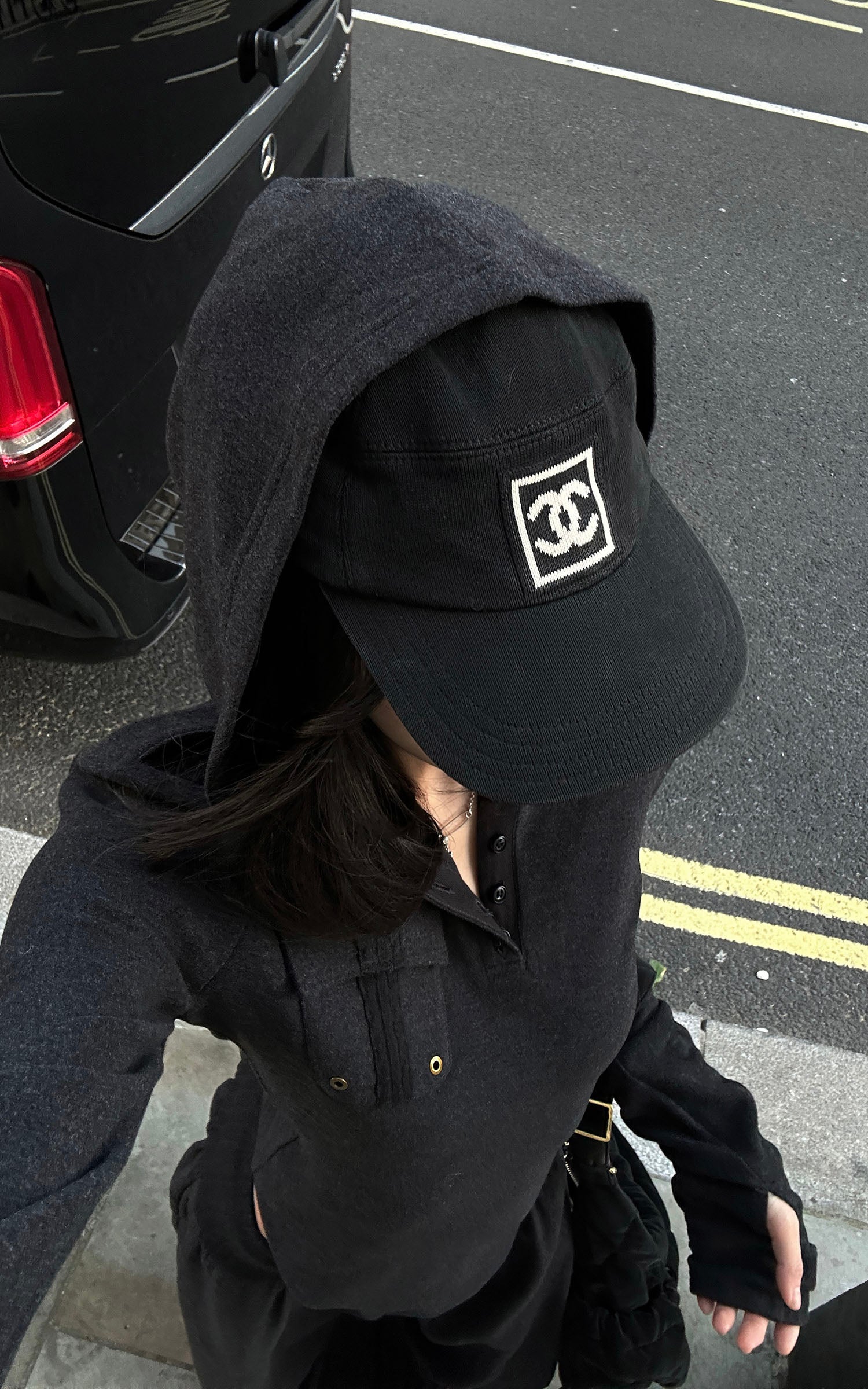 WARDEN EDGE Slim Fit Hooded Long Sleeve Top with Pocket and Metal Eyelet Detail