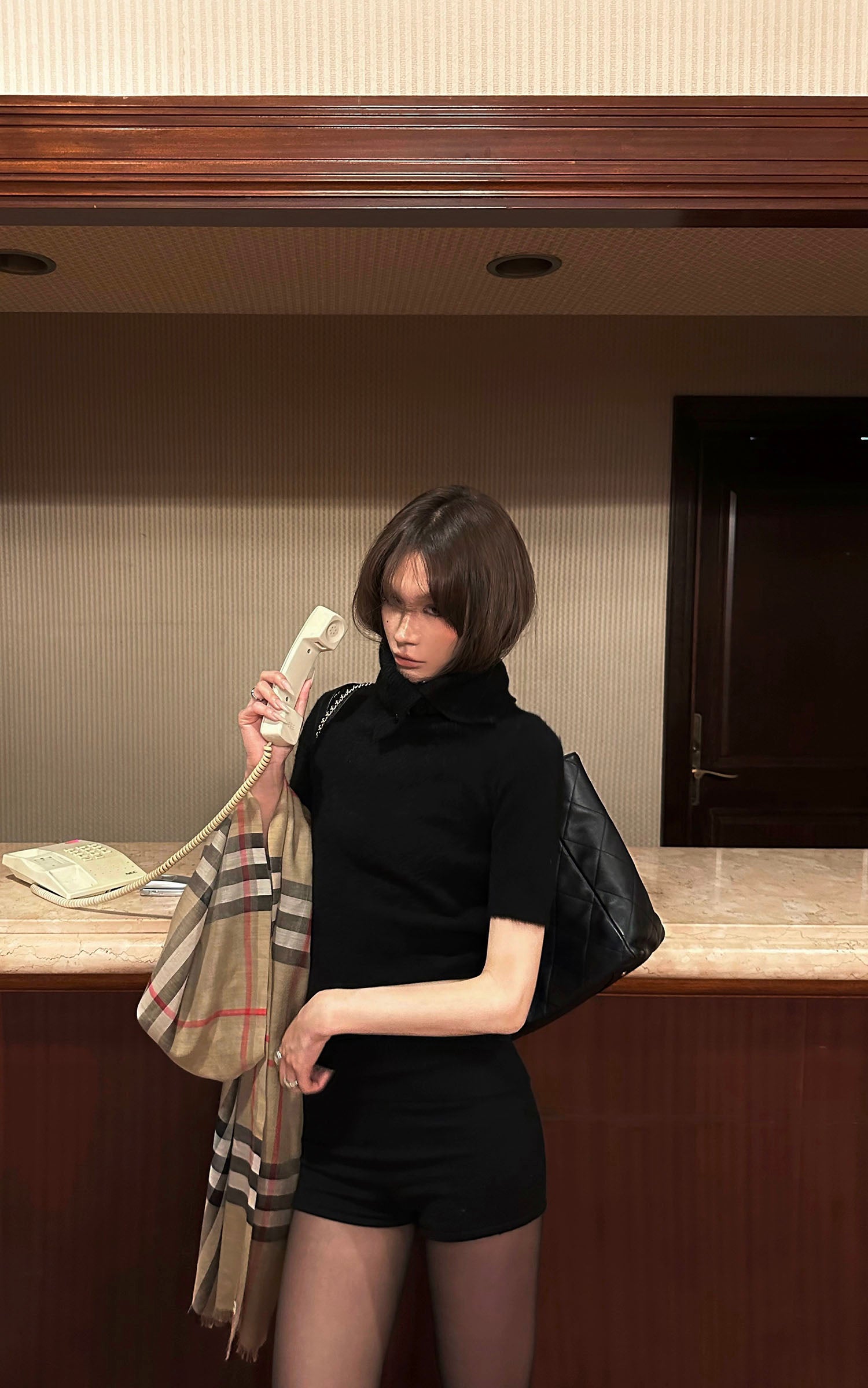 0122stepll High Neck Short Sleeve Knit Top