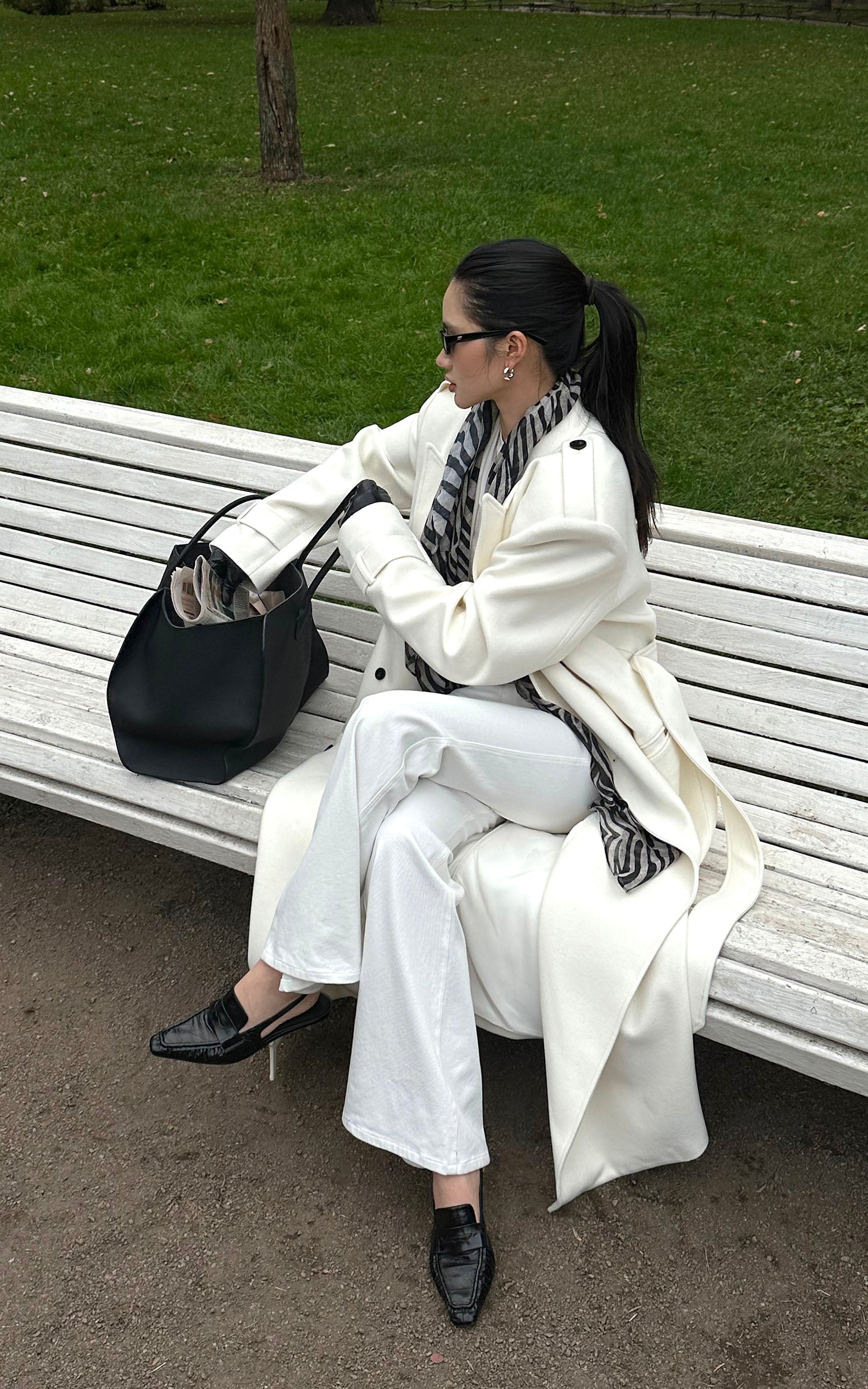 ROVENTE Long Double-Breasted Belted Coat