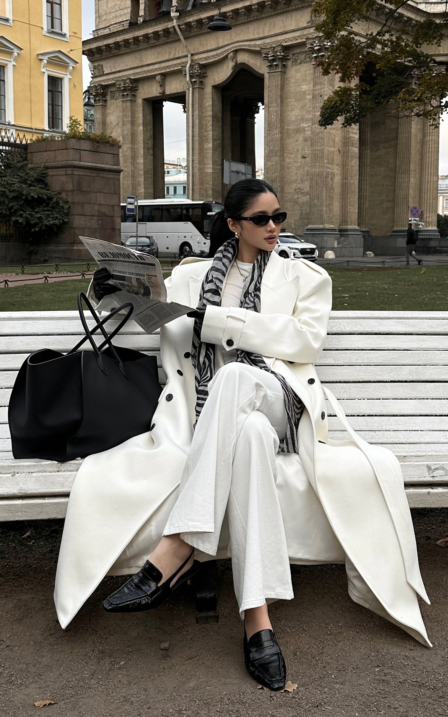 ROVENTE Long Double-Breasted Belted Coat