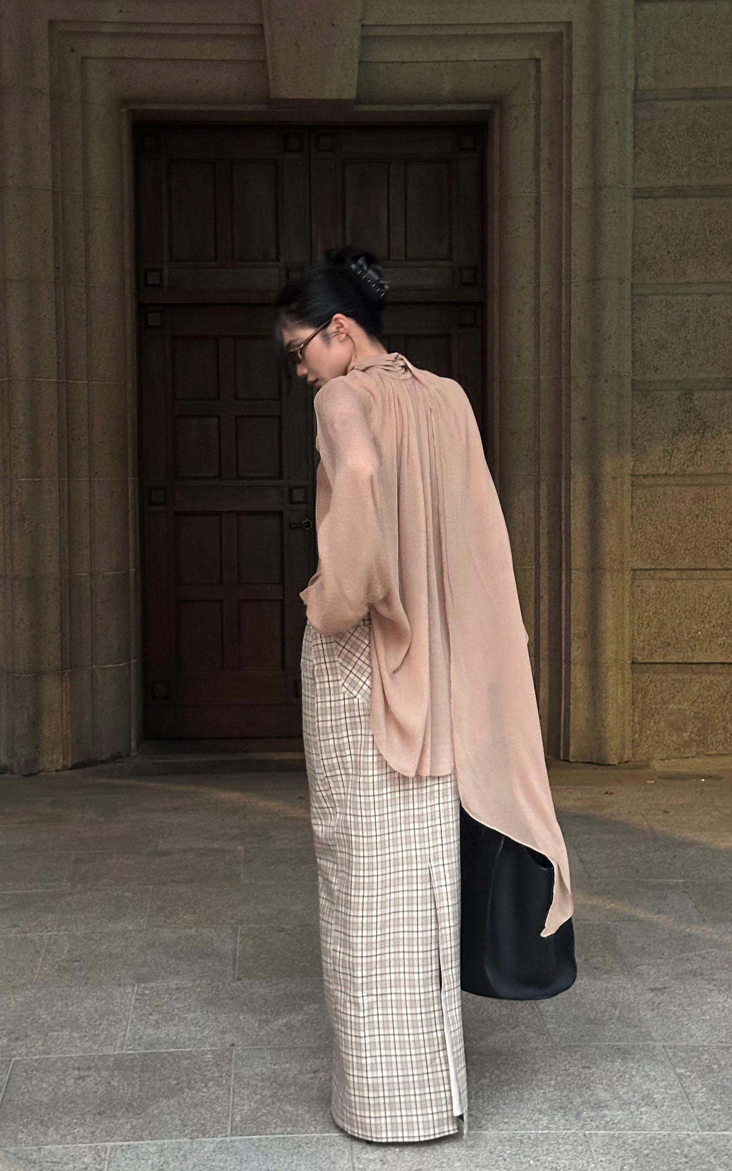 ROVENTE チェックハイウエストマキシスカート