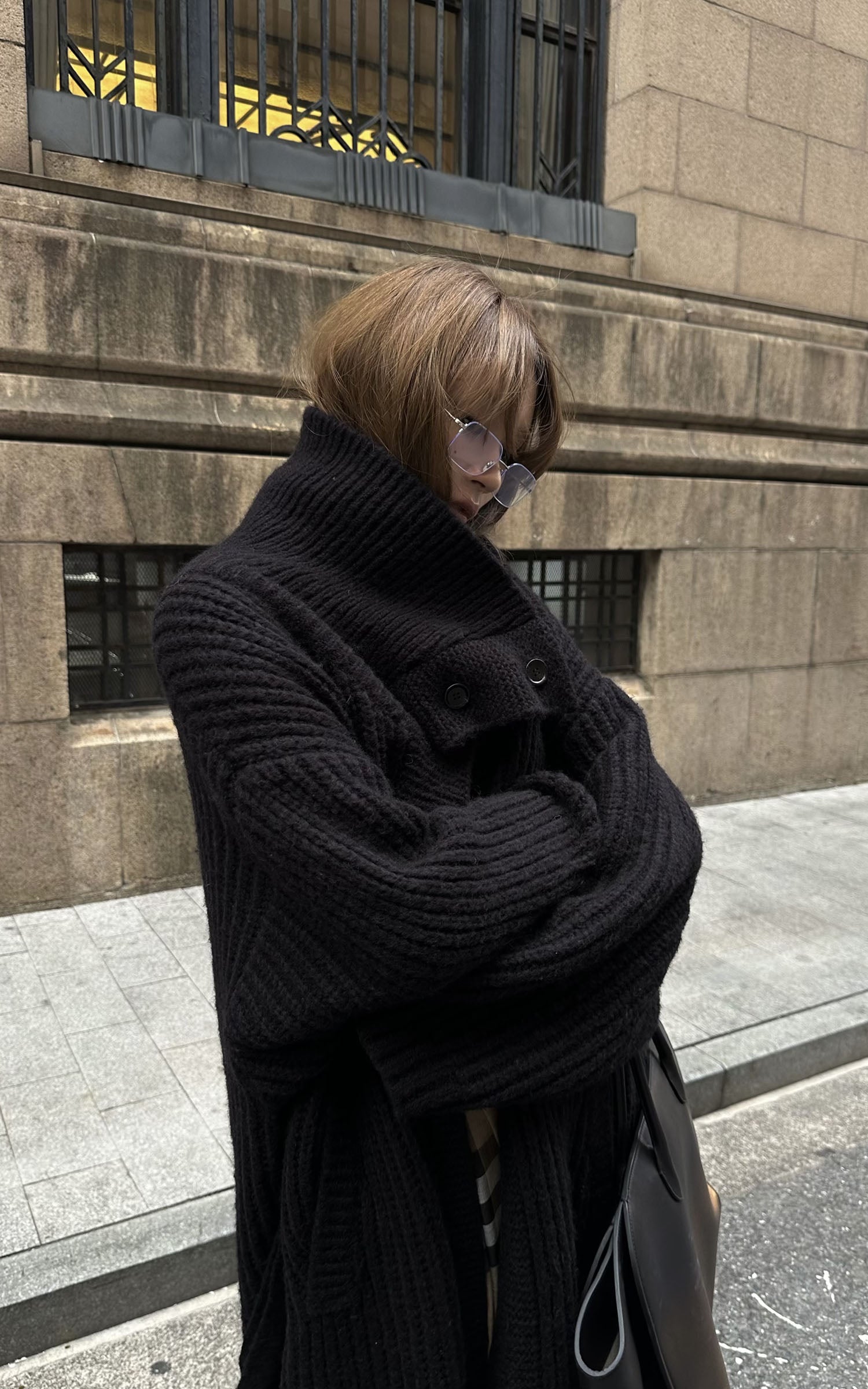 0122stepll Oversized Belted Knit Cardigan Coat