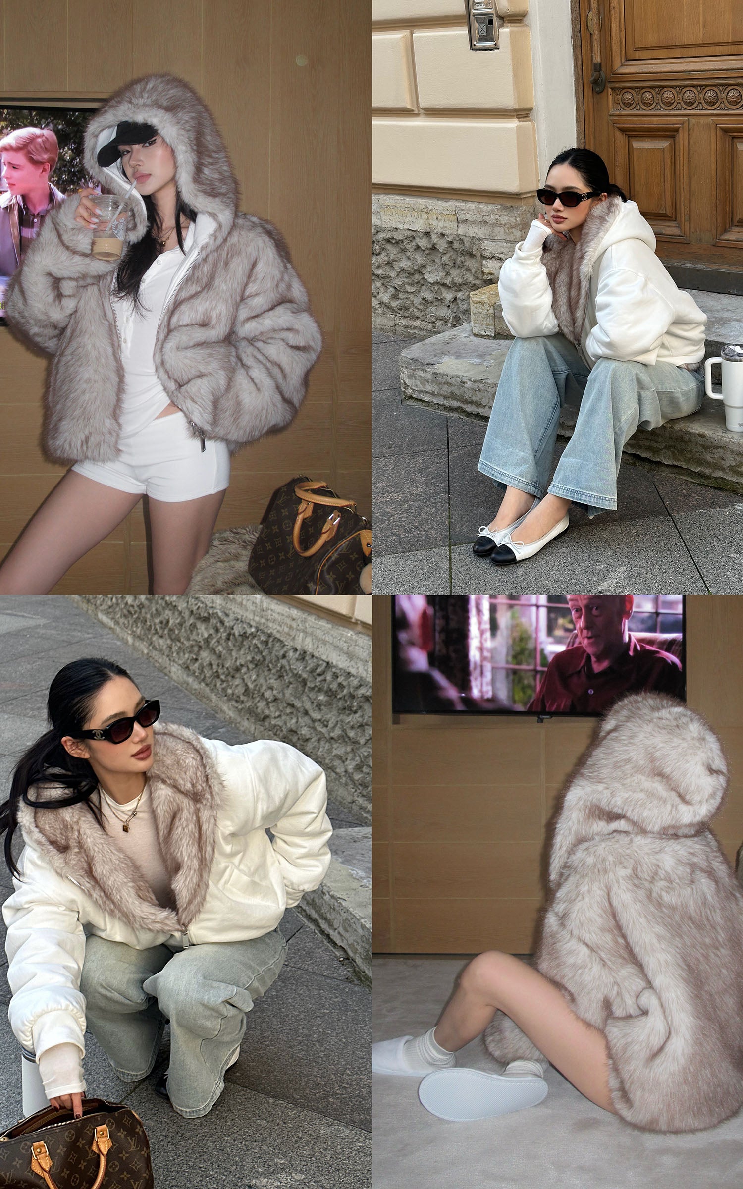 ROVENTE リバーシブルフリースフーディジャケット – PINKPARKS