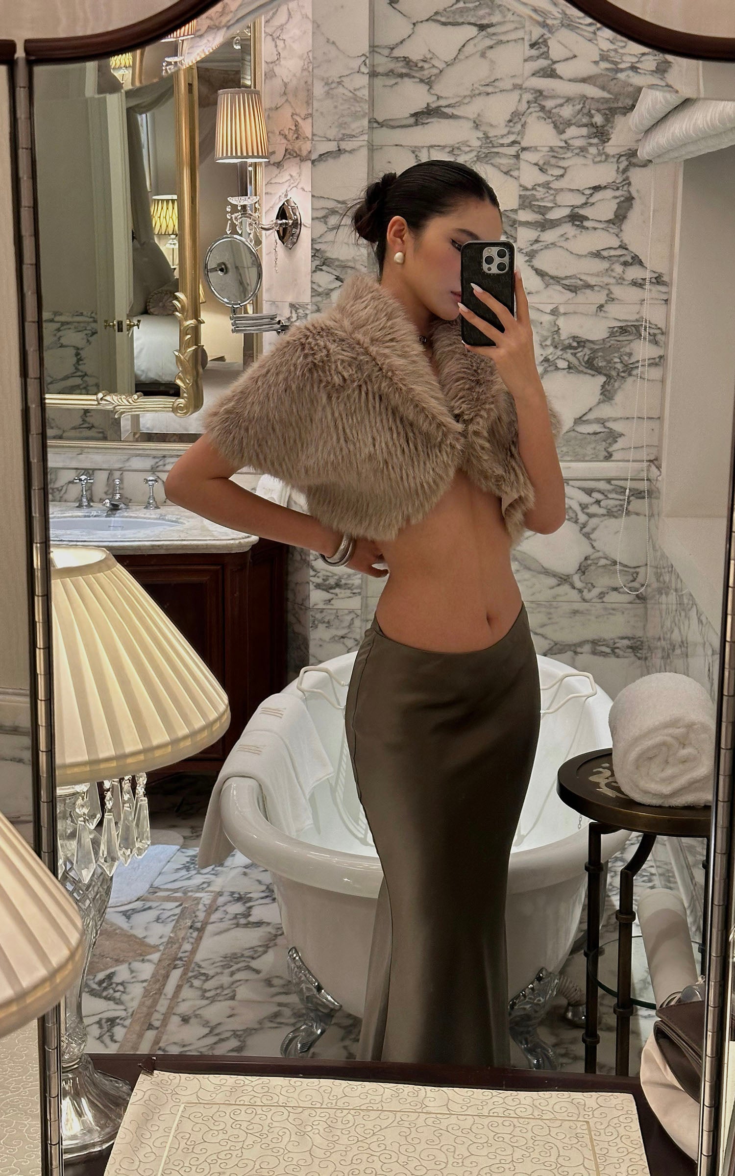 ROVENTE Satin Low-Waist Maxi Skirt