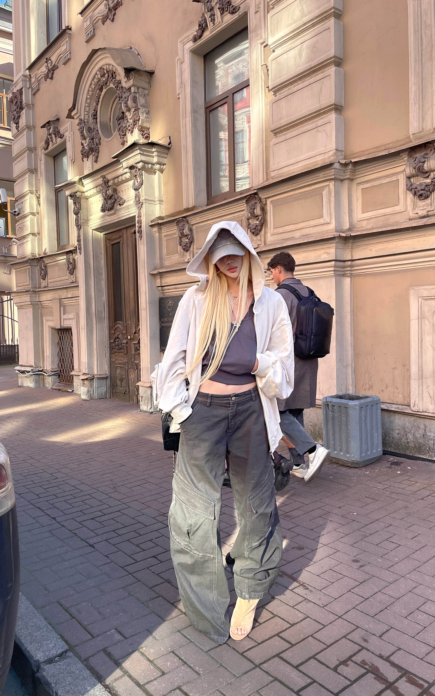 Rase le sol 彫刻されたワイドレッグユーティリティデニムパンツ