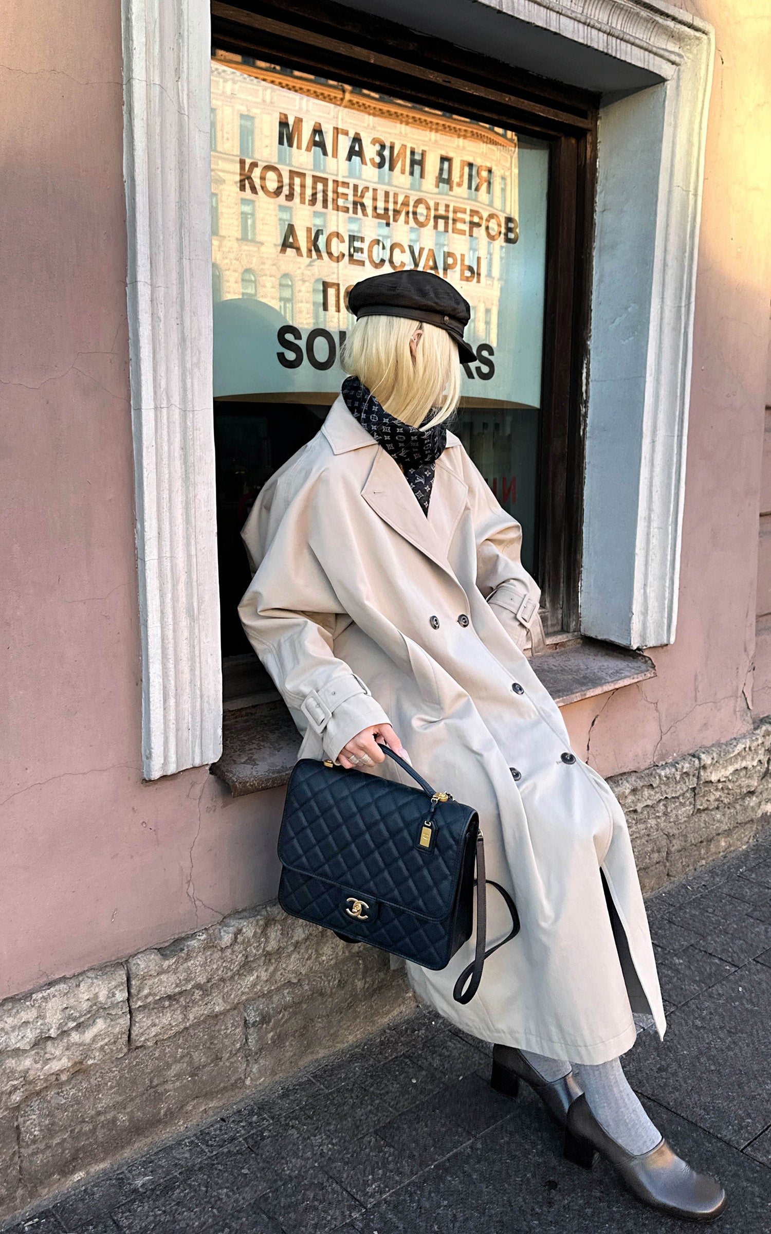 Rase le sol 체크 안감이 돋보이는 리버시블 롱 트렌치코트