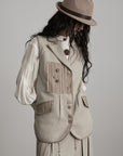 DOINDULGE Wool Patchwork Vest with Textured Panels