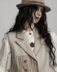DOINDULGE Wool Patchwork Vest with Textured Panels